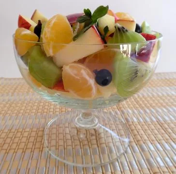Fruit salad on a light background Foto stock