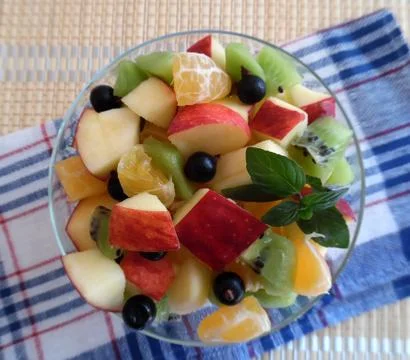 Fruit salad on a light background Foto stock