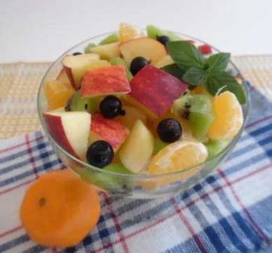Fruit salad on a light background Foto stock