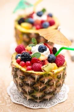 Fruit salad with mint. Stock Photos