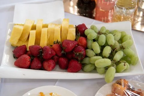 Fruit salad on a plate Stock Photos