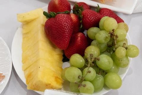 Fruit salad on a plate Stock Photos