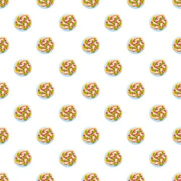 Fruit salad seamless pattern for healthy food background Stock Illustration