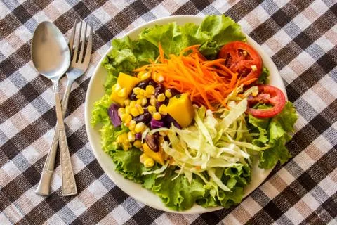 Fruit salad served on a table. Foto stock