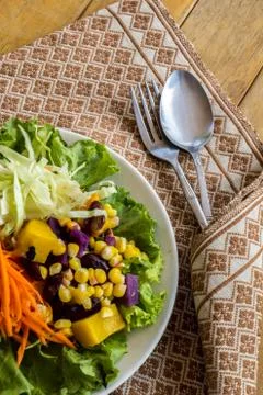 Fruit salad served on a table. Stock Photos