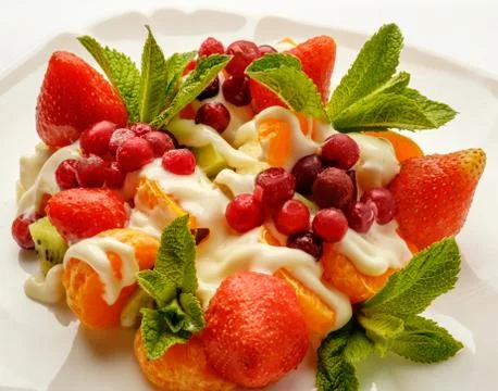 Fruit salad on a white background Foto stock