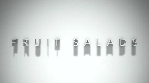 Fruit salads 3D title animation white text on a white background Stock Footage 298894940