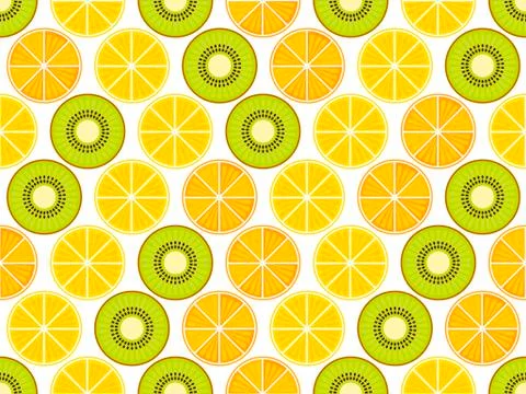 Fruit seamless background with oranges, kiwi and lemons. Vector illustration Stock-Illustration