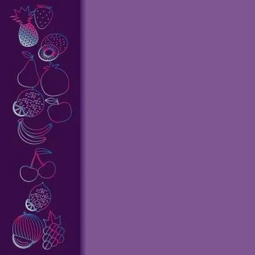 Fruit seamless border pattern. the image of fruits and berries Stock Illustration