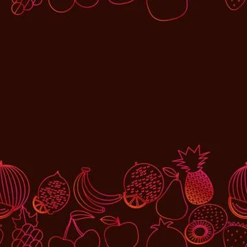 Fruit seamless border pattern. the image of fruits and berries Stock Illustration