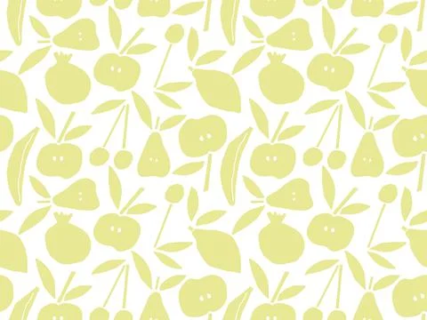 Fruit seamless pattern. Childish scissors cutting collage effect. Green hand Stock Illustration