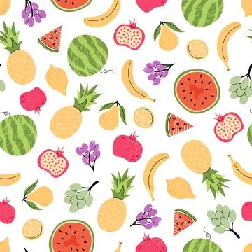 Fruit seamless pattern. Decor textile, wrapping paper, wallpaper design. Prin Stock Illustration