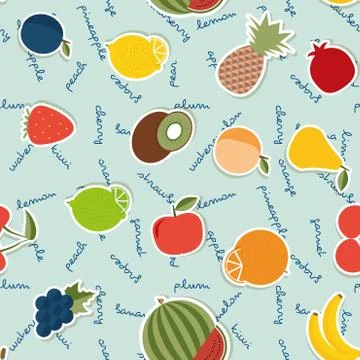 Fruit seamless pattern. the image of fruits and berries Stock Illustration