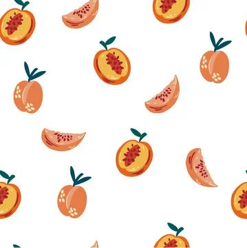 Fruit seamless pattern. Peach. Delicious sweet food. Perfect for printing, me Stock Illustration