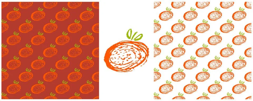 Fruit seamless pattern. Set drawings with wax crayons. Oranges. Print for clo Stock Illustration