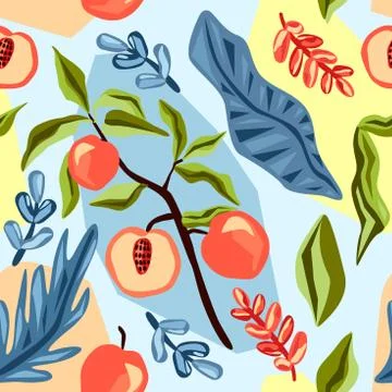 Fruit seamless pattern. Summer vector background イラスト素材