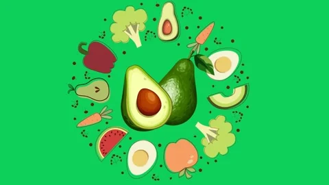 Fruit Seamless pattern on white background Stock Footage 303947394