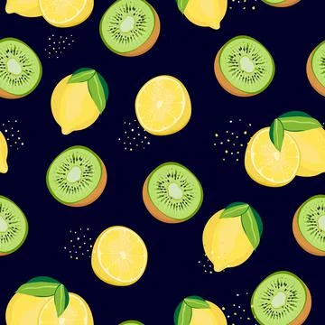 Fruit seamless patternFruit seamless pattern. Lemon and kiwi. Stock Illustration