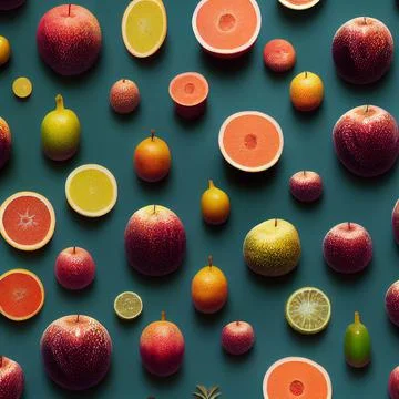 Fruit  Seamless symmetrical repeating pattern silk fabrik イラスト素材