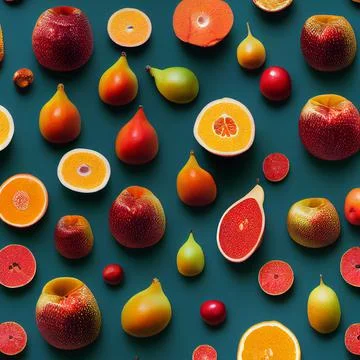 Fruit  Seamless symmetrical repeating pattern silk fabrik イラスト素材