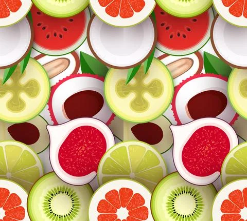 Fruit seamless texture. Pattern with pieces of fruit. Texture for packaging and Stock Illustration