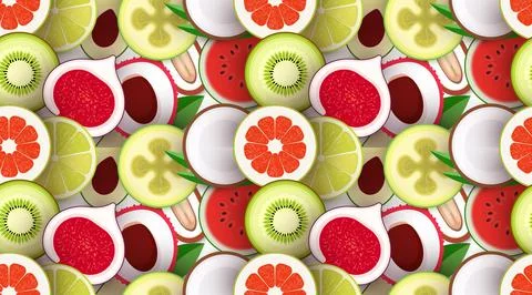 Fruit seamless texture. Pattern with pieces of fruit. Texture for packaging and Stock Illustration
