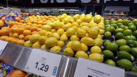 Fruit section at grocery store Stock Footage 72391155