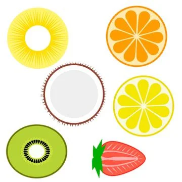 Fruit set flat Stock Illustration