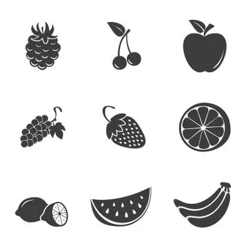 Fruit set icons Stock Illustration