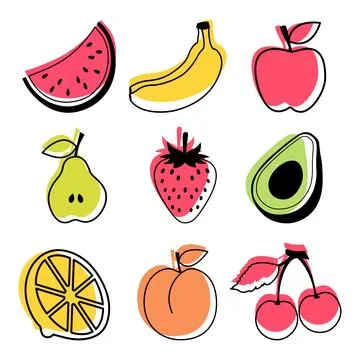 Fruit set Stock Illustration