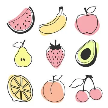 Fruit set Stock Illustration
