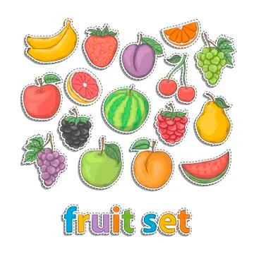 Fruit set isolated Stock Illustration