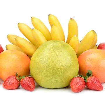 Fruit set isolated on a white background Stock Photos