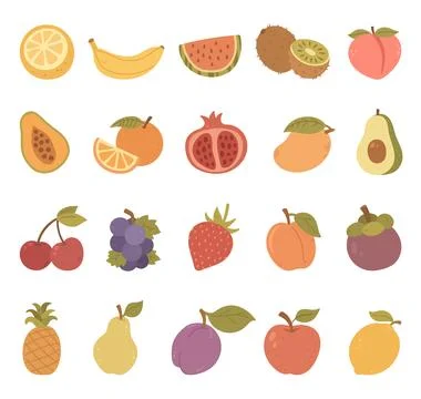 Fruit set in scandinavian style Stock Illustration
