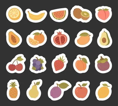 Fruit set in scandinavian style Stock Illustration