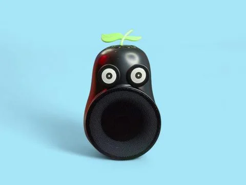 Fruit Shape Bluetooth Speaker on the Blue Background Stock Photos