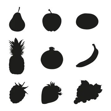 Fruit Silhouette Collection Stock Illustration