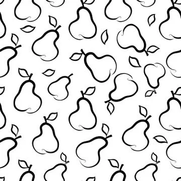 Fruit silhouette seamless pattern. Pear ornamental background Stock Illustration
