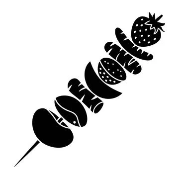 Fruit Skewer Silhouette Icon Vector Illustration Stock Illustration