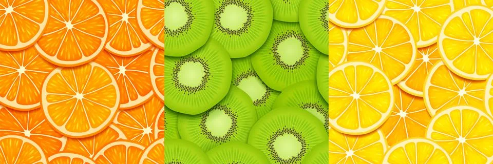Fruit slice game seamless textures for game, set 스톡 일러스트