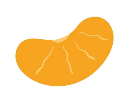 Fruit slice mandarin in cartoon hand drawn simple style. Editable variable co Stock Illustration