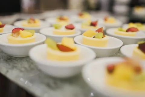 Fruit slice on a restaurant table. side view Stock Photos