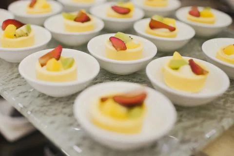 Fruit slice on a restaurant table. side view Stock Photos