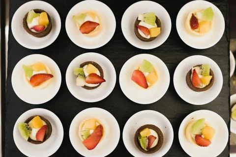 Fruit slice on a table. top view Stock Photos