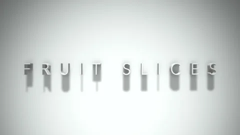 Fruit slices 3D title animation white text on a white background Stock Footage 299378418
