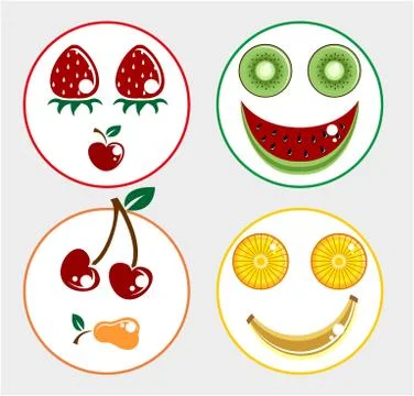 Fruit smiling faces Stock Illustration