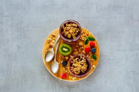 Fruit smoothie in jars Stock Photos
