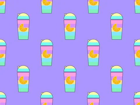 Fruit smoothie seamless pattern. Shaker with orange juice. Drink for a health Stock Illustration