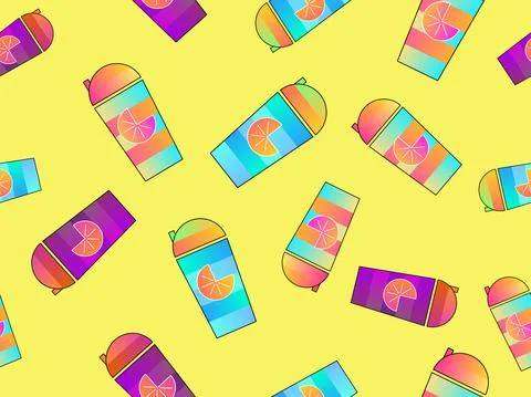 Fruit smoothie seamless pattern. Shaker with orange juice. Drink for a health Stock Illustration