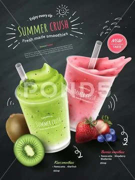 Fruit smoothies ads Stock Illustration